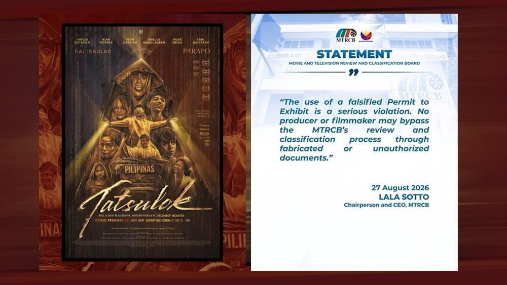 MTRCB warns against fake permits for 'Tatsulok' screening