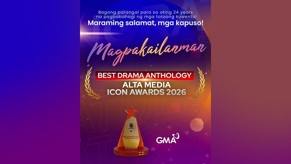 「Best Drama Anthology」と記された『Magpakailanman』のALTA Media Icon Awards 2026受賞告知画像