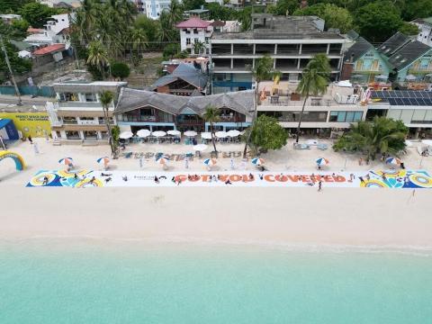 Boracay shores overtaken by the Philippines' longest beach towel installation