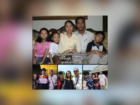 This father wore the same polo to all three of kids' graduations