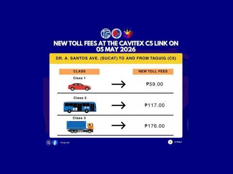 CAVITEX C5 Link Segment 3B to collect toll fees starting May 5