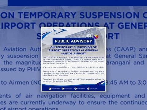 General Santos Airport halts operations after massive quake