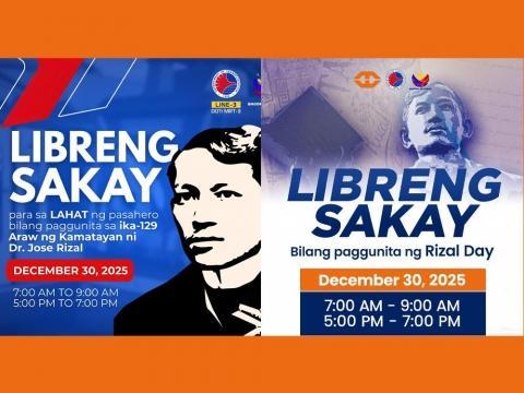 MRT-3, LRT-2 to offer free rides on Dec. 30, Rizal Day