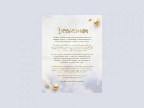 Miss Universe PH calls for bayanihan for areas hit by Typhoon Uwan