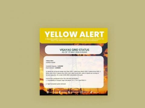 Visayas under Yellow Alert on May 19 says NGCP