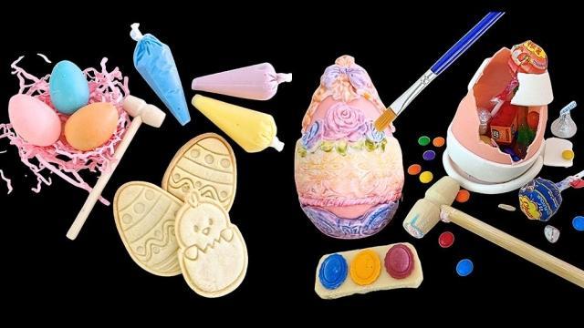 Easter sweets: Paint sugar cookies, smash chocolate eggs