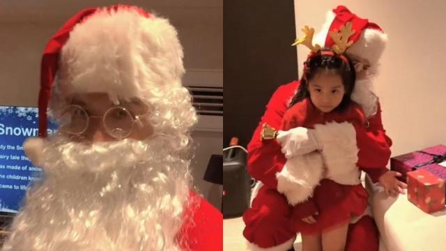 Dennis Trillo dressed as Santa Claus to surprise their kids