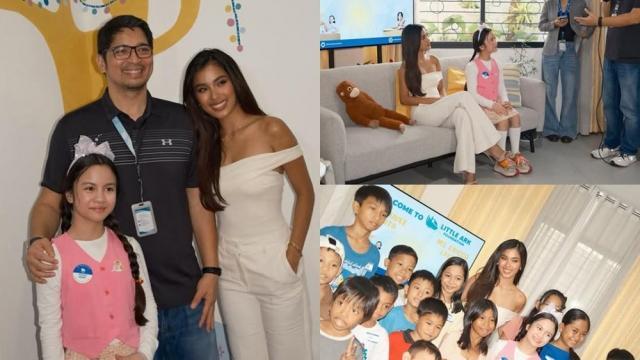 Shuvee Etrata and Ericca Laude share blessings with children at Little Ark Foundation