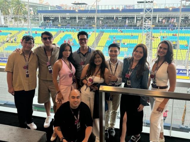 john estrada and priscilla meirelles with friends, f1 grand prix in singapore