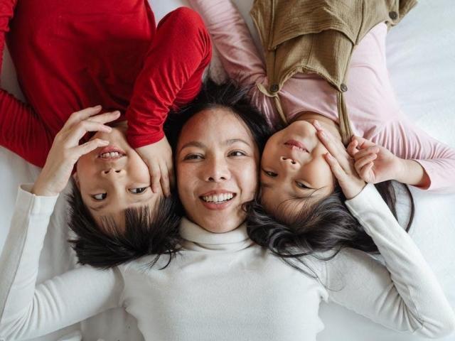 a mom and her children