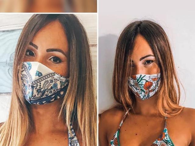 Trikini matching bikini and face mask