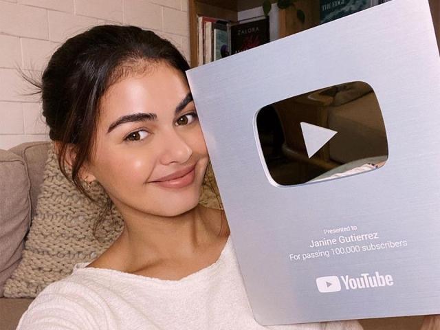 Janine Gutierrez and her Silver Play Button Award