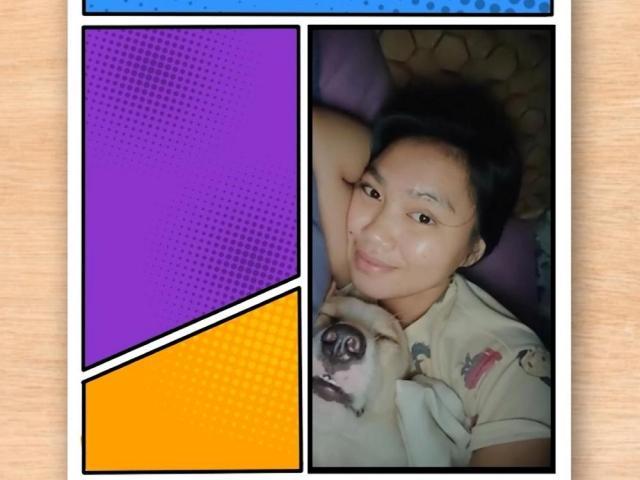 Rachelle Equinan with pet dog buddy