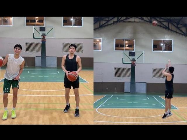 David Licauco, Shan Vesagas playing basketball