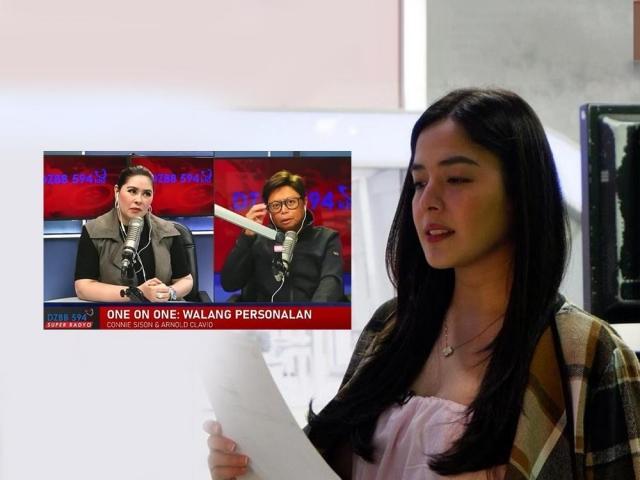 Shaira Diaz and dxBB hosts Arnold Clavio and Connie Sison