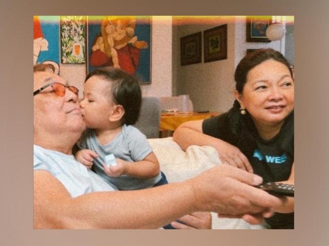 Joey de Leon, Eileen Macapagal, and grandson Jakob