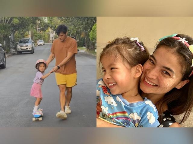 Anne Curtis Erwan Heussaff daughter Dahlia Amelie goes skateboarding