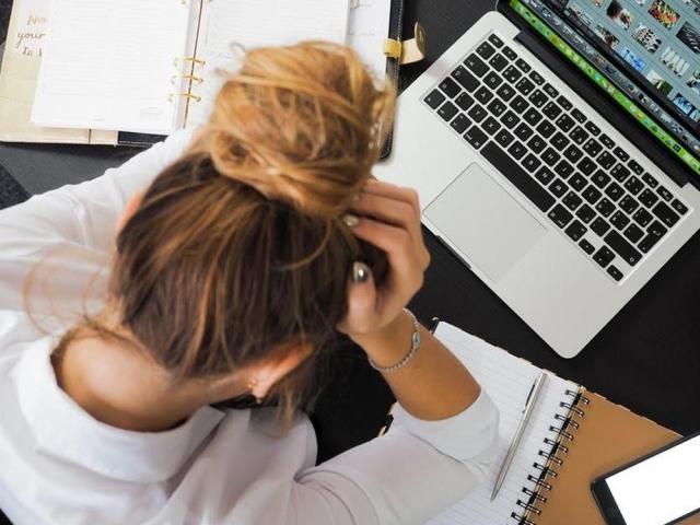 woman working on her laptop