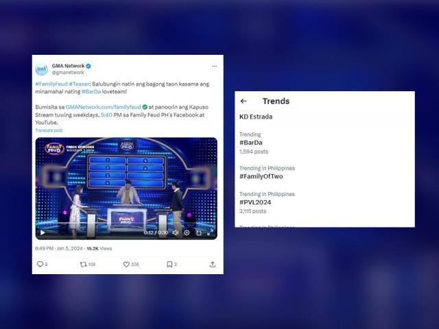 Barbie Forteza and David Licauco in Family Feud episode