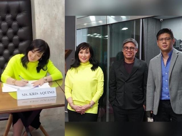 Kris Aquino signing a contract