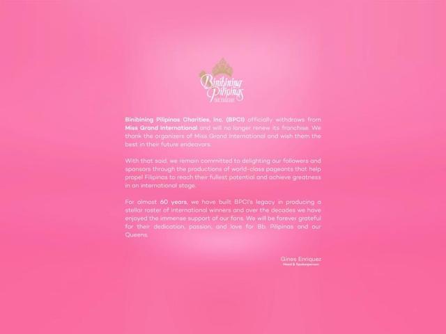 Binibining Pilipinas announcement