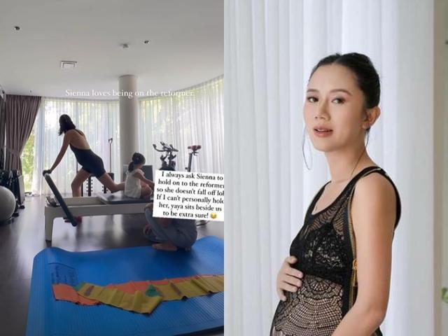 Camille Co doing prenatal pilates