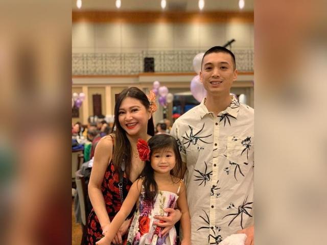 Rufa Mae Quinto with her daughter Athena and husband Trevor Magallanes