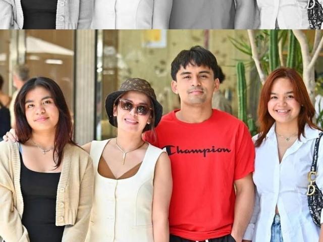 Jinkee Pacquiao with her children Jimuel, Princess and Queenie
