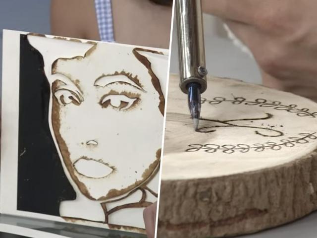 Coffee painting and burnt wood art