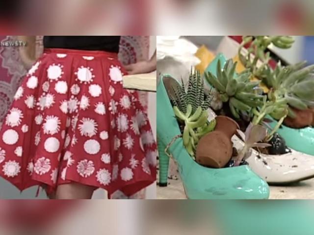 umbrella skirt and stilettos planter