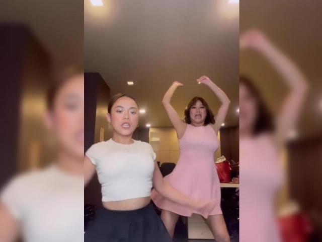 Kim and Rufa Mae dance to the tune of Gento