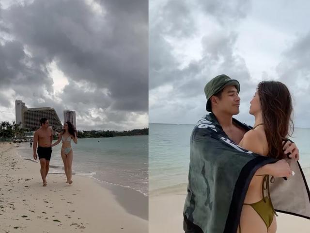 Benjamin Alves and Chelsea Robato at the beach
