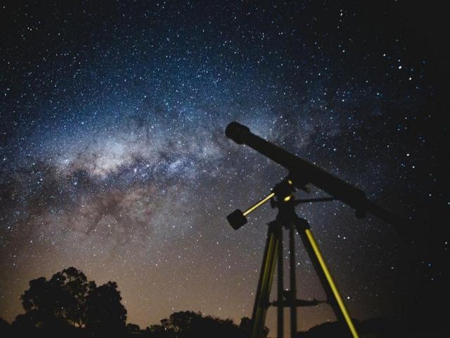 night sky and telescope