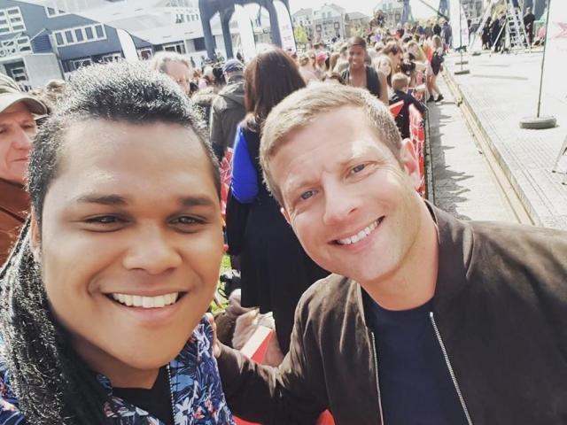 Garrett Bolden with Dermot OLeary