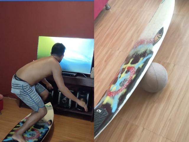 Surfer shows how to surf indoors