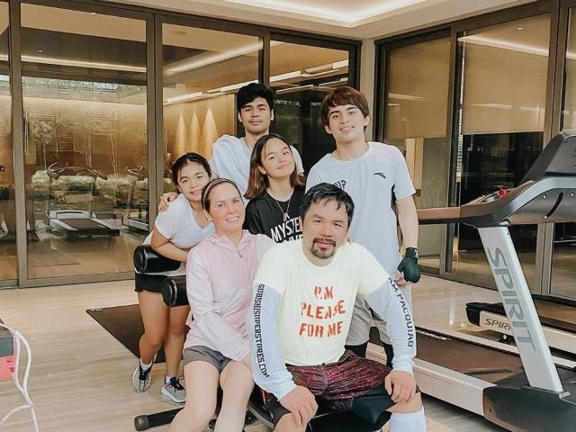 Pacquiao family working out