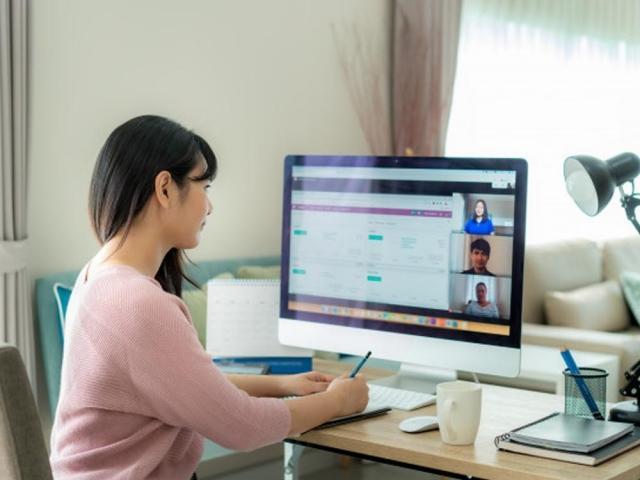 Businesswoman in a video conference