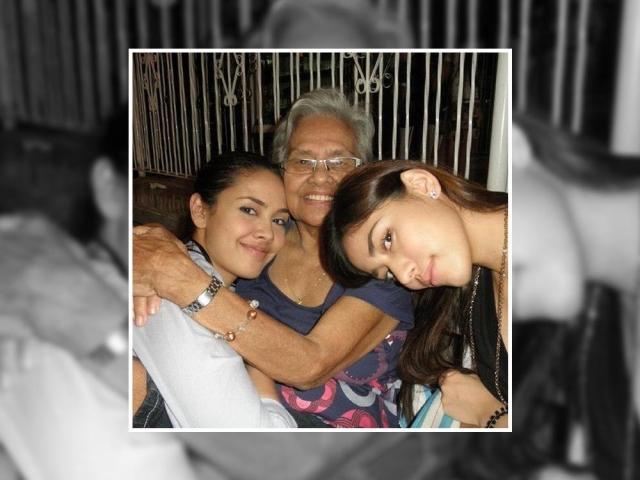 Megan Young and Lauren Young with their grandmother