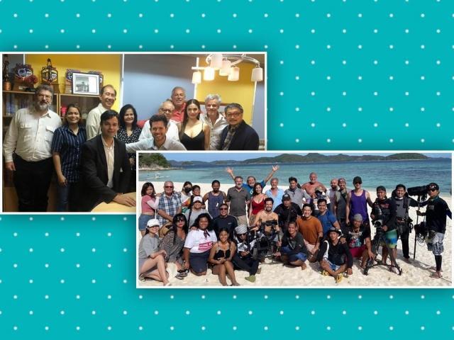 Andrea Torres with crew of Pasional