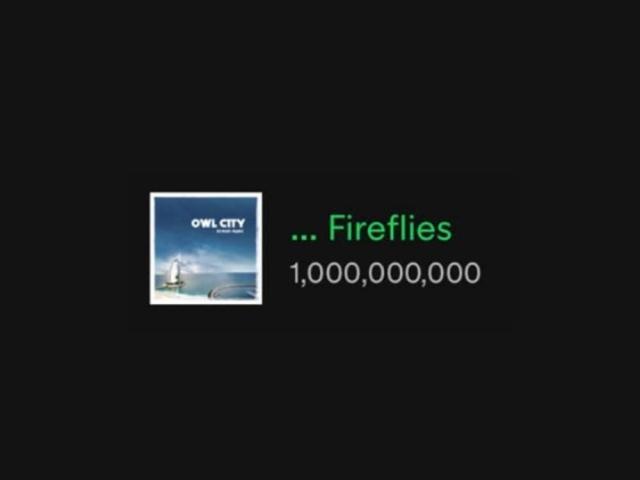 Owl City Fireflies one billion streams