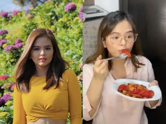 Bea Binene with ginisang hotdog with potatoes