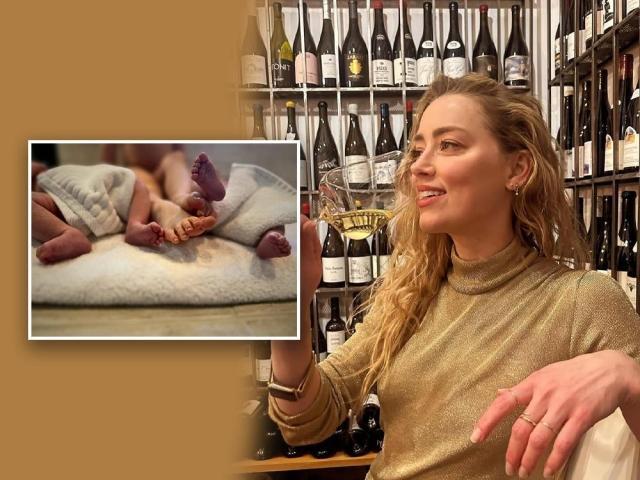 Amber Heard and her twins