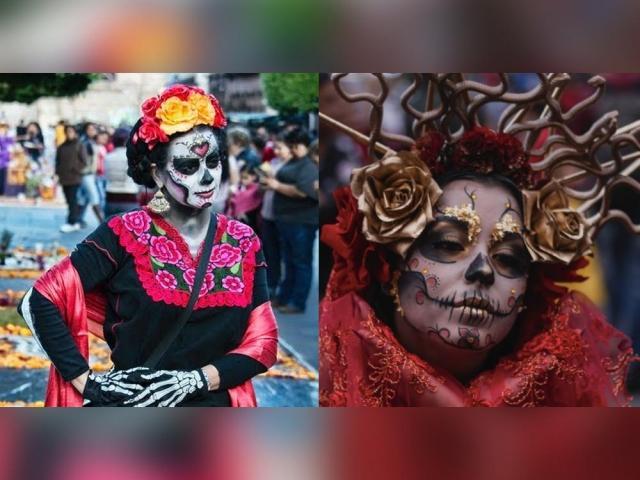 women in costume for day of the dead