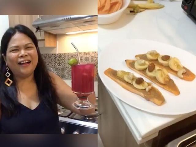 Maey Bautista with Roasted Kamote and Kamote juice