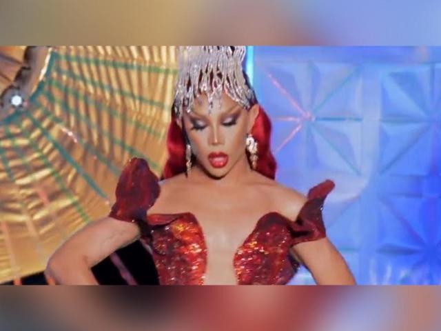 Marina Summers wearing lava gown