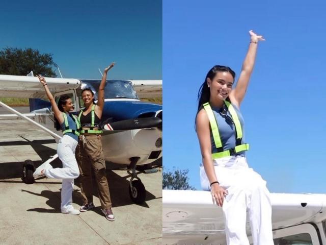 klea and katrice on a plane ride