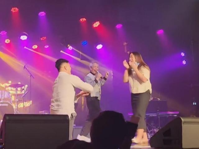 engaged couple with APO Hiking Society