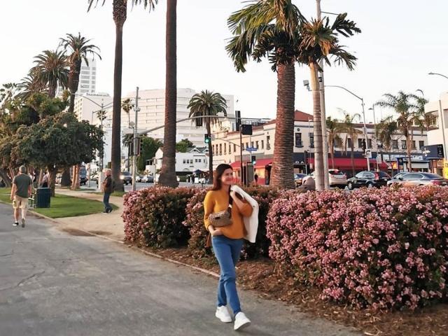 Camille Prats in Santa Monica California with husband VJ Yambao
