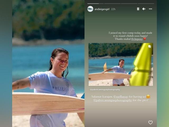 Andi Eigenmann joins her first surfing competition