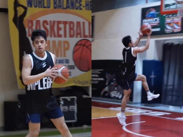 David Licauco playing basketball